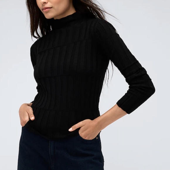 Kenneth Cole Black Ribbed Turtleneck Sweater Warm Wool Alpaca Sz. S Winter - Picture 1 of 12